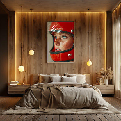 TABLEAU FEMME CASQUE ROUGE