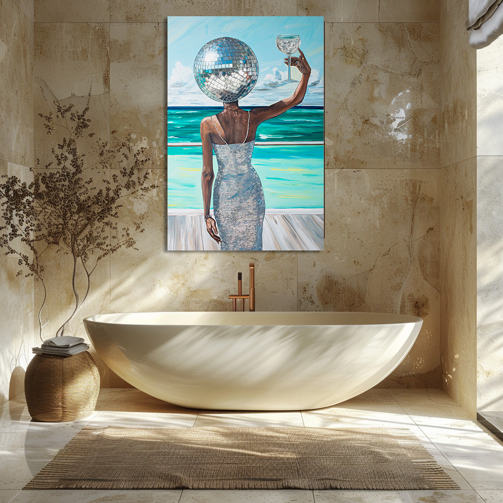 TABLEAU FEMME TÊTE DISCO