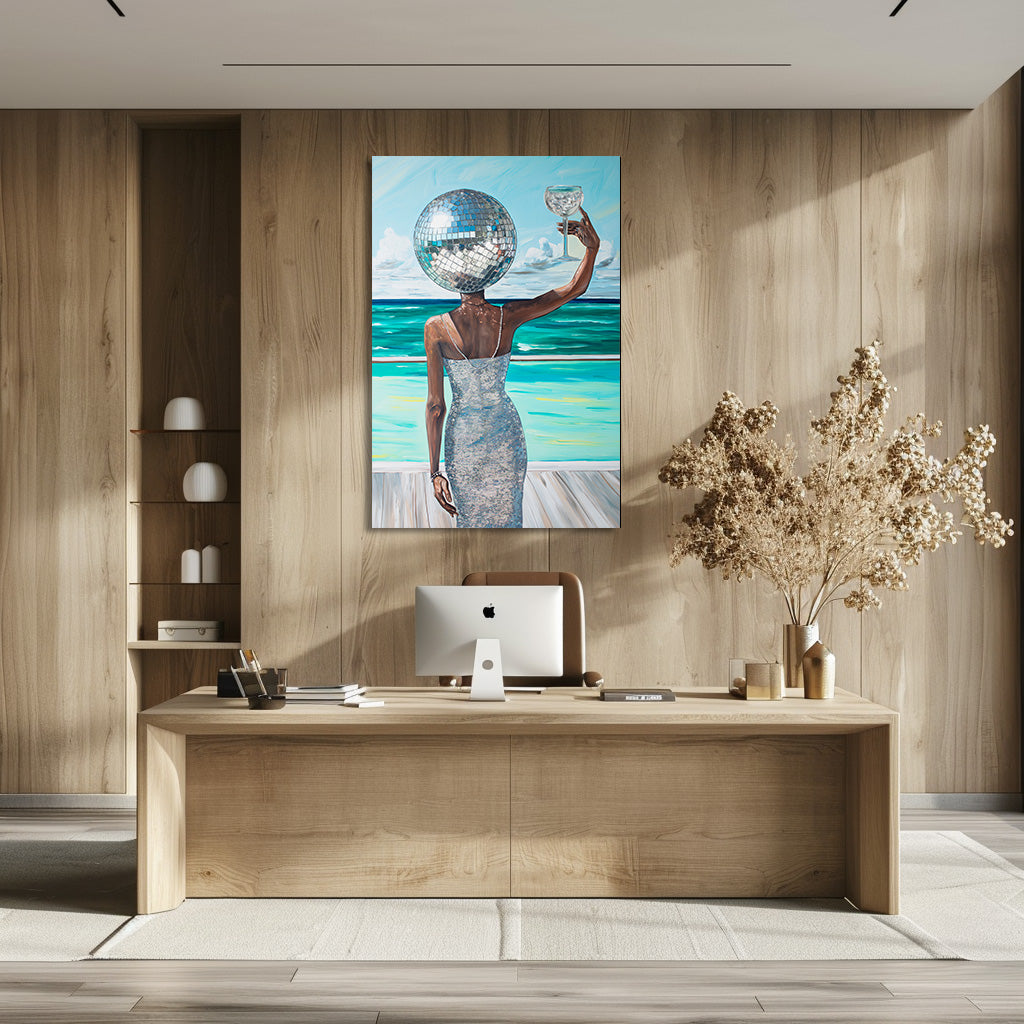 TABLEAU FEMME TÊTE DISCO