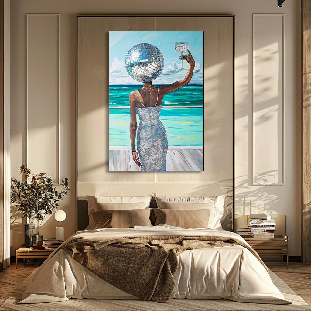 TABLEAU FEMME TÊTE DISCO