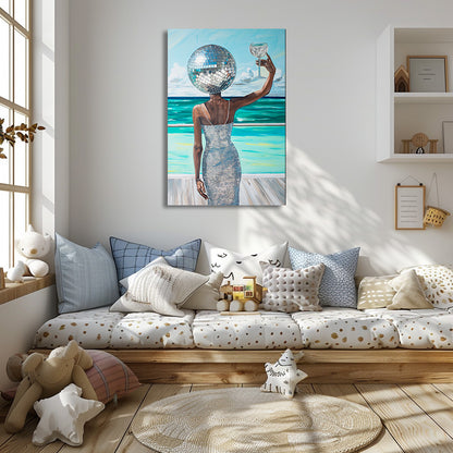 TABLEAU FEMME TÊTE DISCO