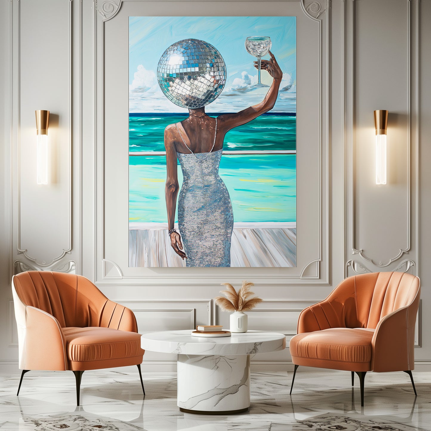 TABLEAU FEMME TÊTE DISCO