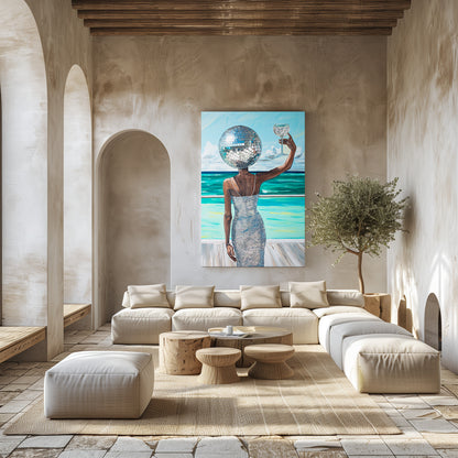 TABLEAU FEMME TÊTE DISCO