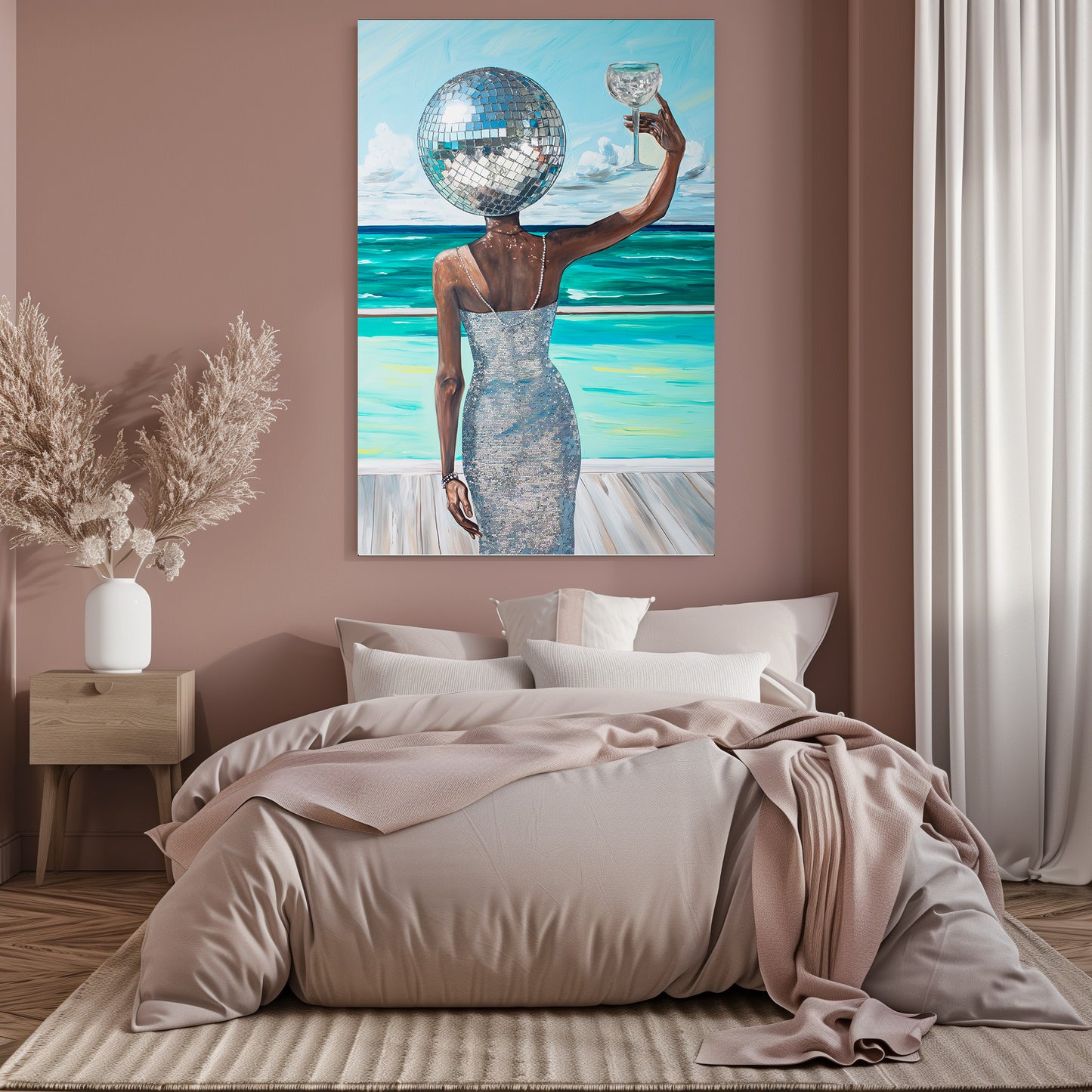 TABLEAU FEMME TÊTE DISCO