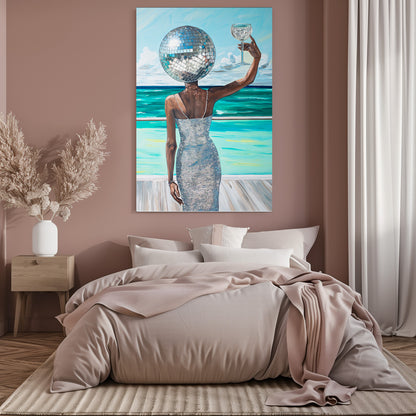 TABLEAU FEMME TÊTE DISCO