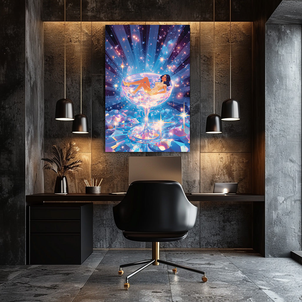 TABLEAU FEMME VERRE PAILLETTE