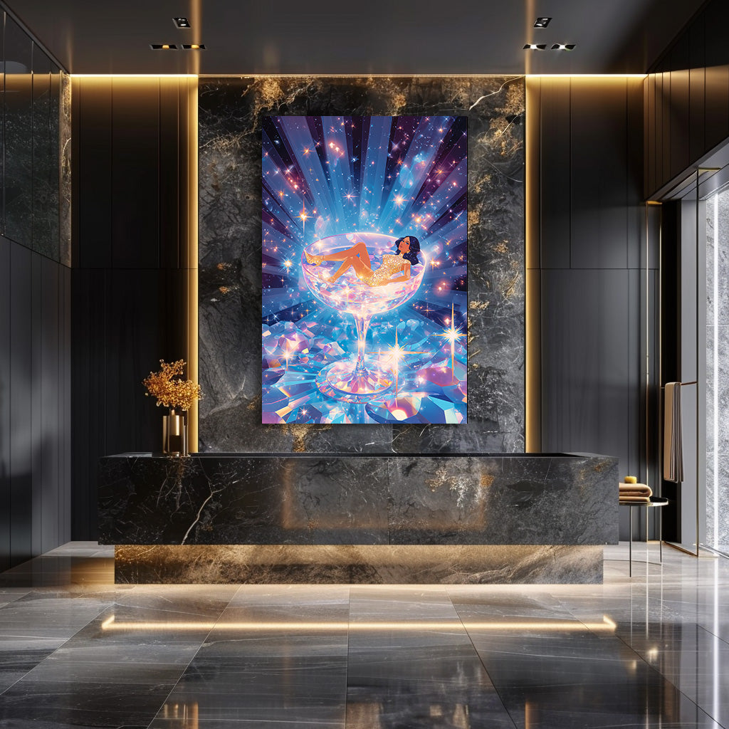 TABLEAU FEMME VERRE PAILLETTE