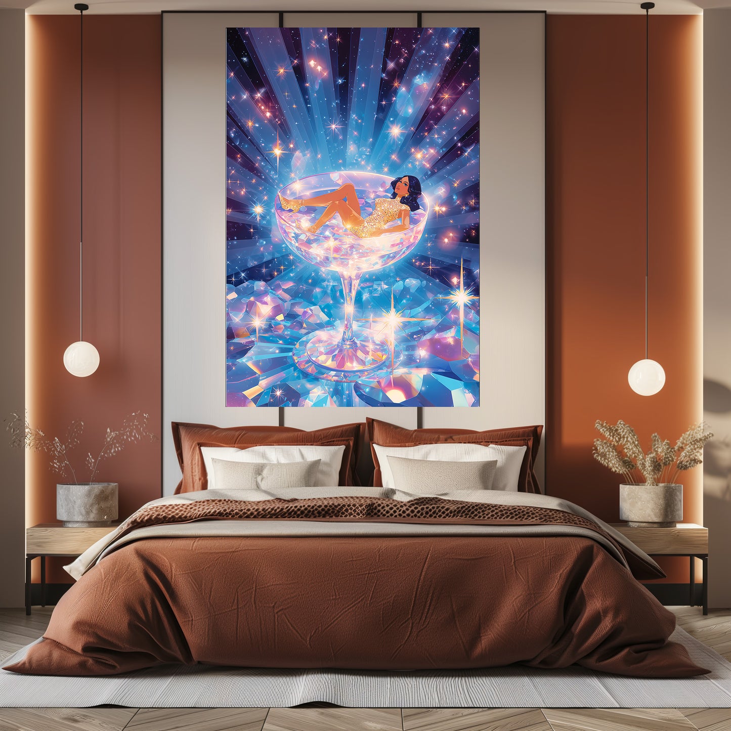 TABLEAU FEMME VERRE PAILLETTE