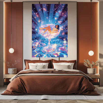 TABLEAU FEMME VERRE PAILLETTE