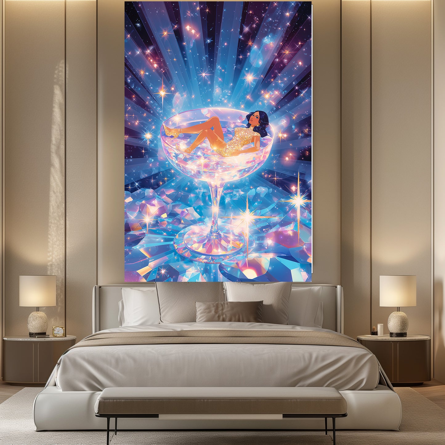 TABLEAU FEMME VERRE PAILLETTE