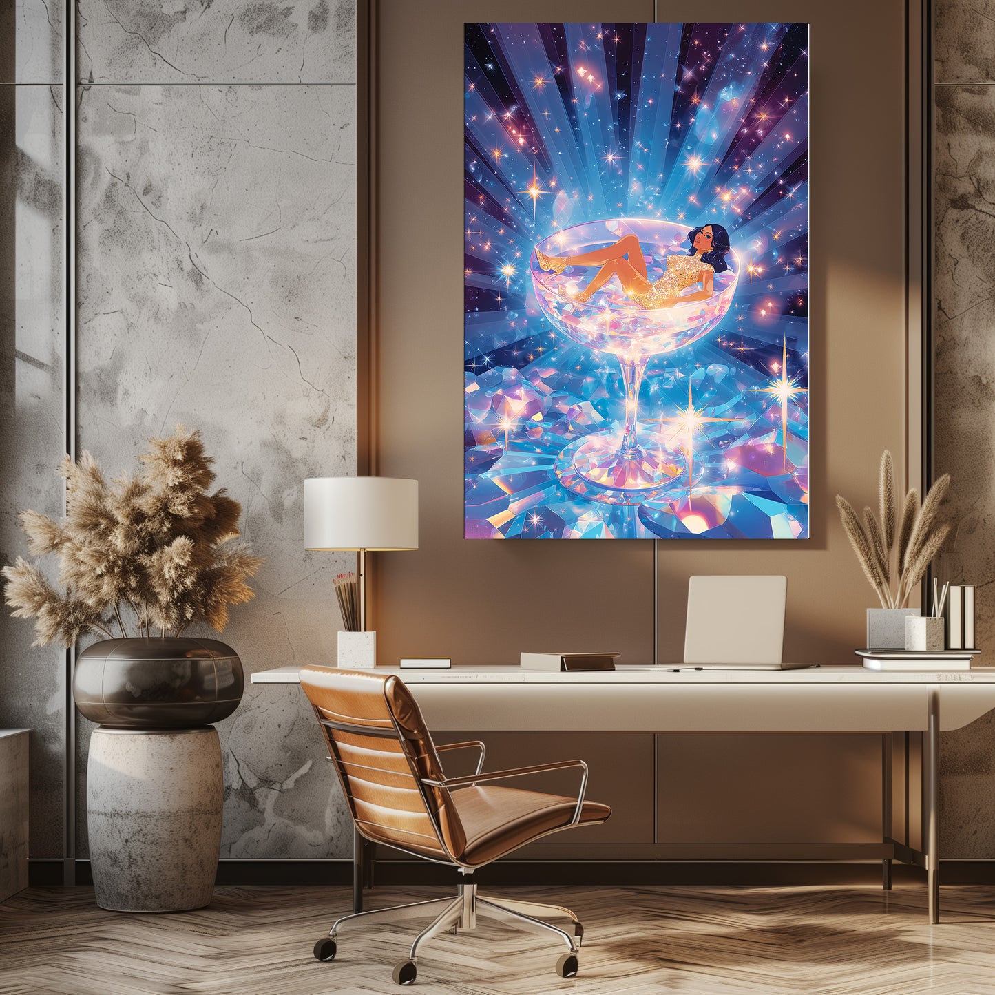 TABLEAU FEMME VERRE PAILLETTE