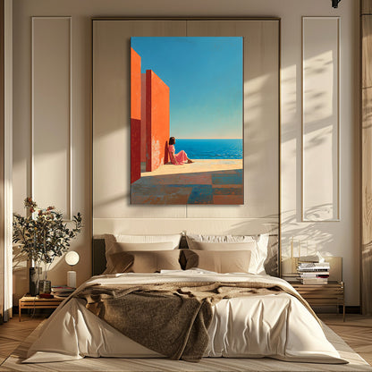 TABLEAU MUR ORANGE MER