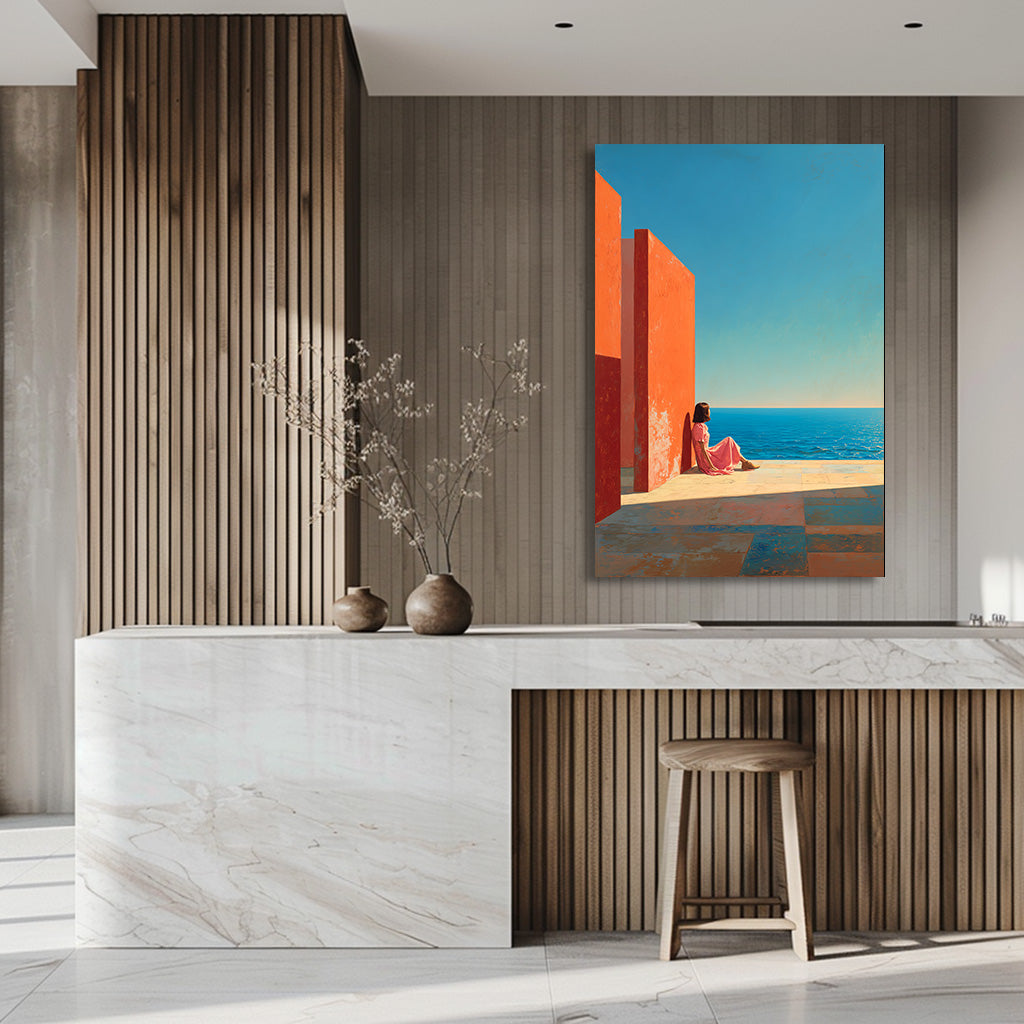 TABLEAU MUR ORANGE MER