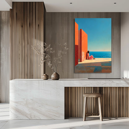 TABLEAU MUR ORANGE MER