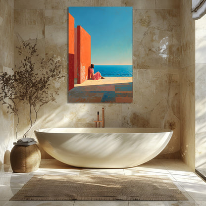 TABLEAU MUR ORANGE MER