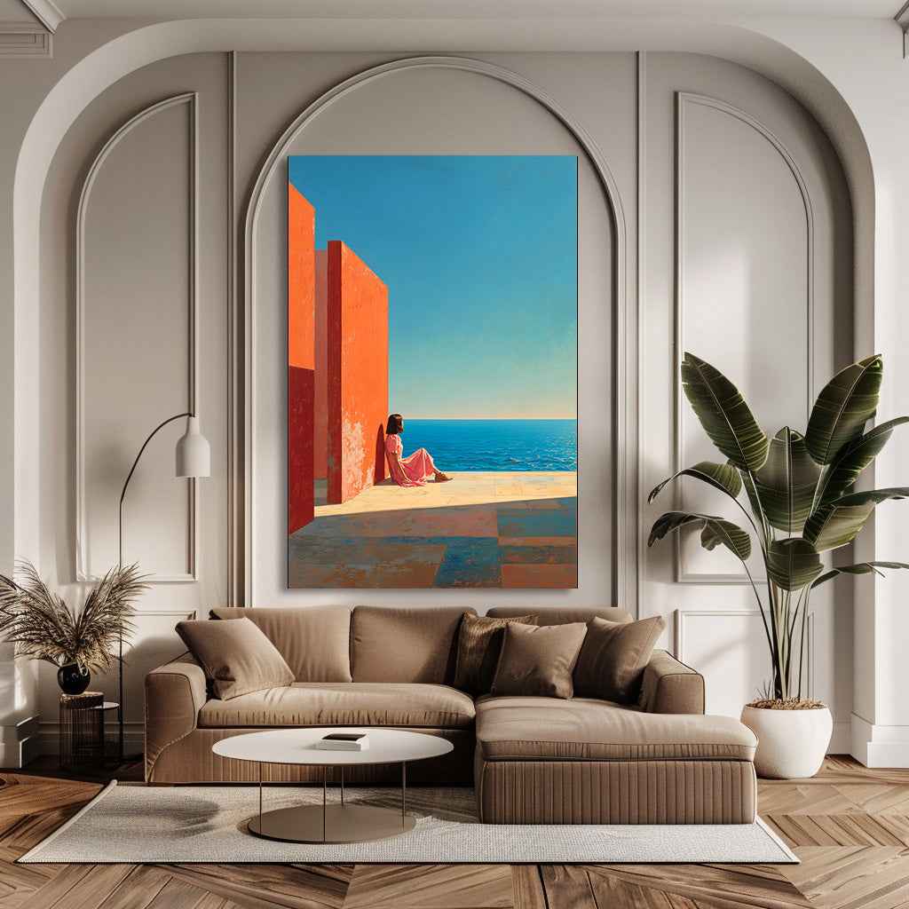 TABLEAU MUR ORANGE MER