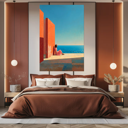 TABLEAU MUR ORANGE MER