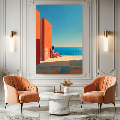 TABLEAU MUR ORANGE MER