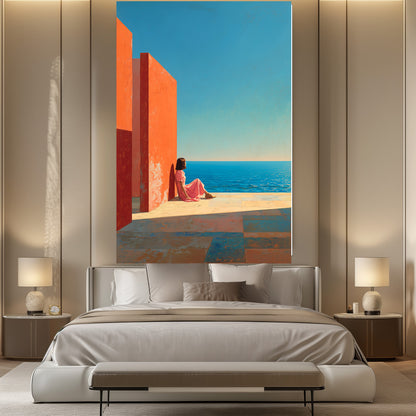 TABLEAU MUR ORANGE MER