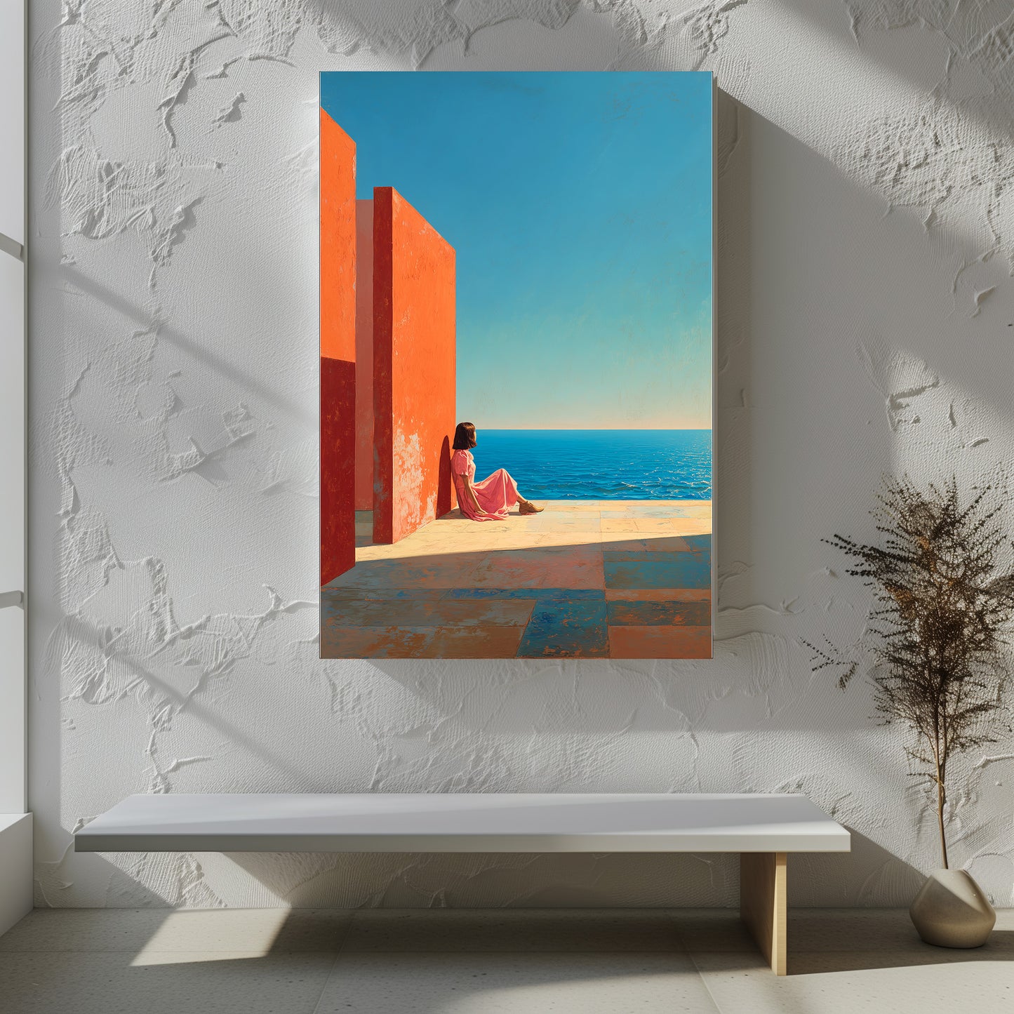 TABLEAU MUR ORANGE MER