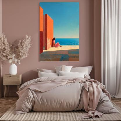 TABLEAU MUR ORANGE MER