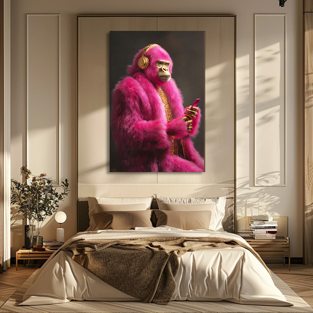 TABLEAU GORILLE ROSE