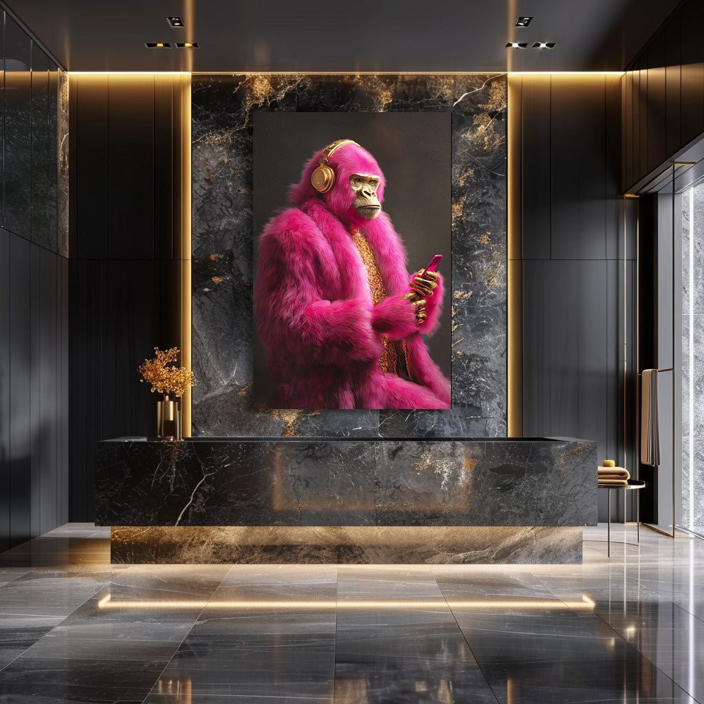 TABLEAU GORILLE ROSE