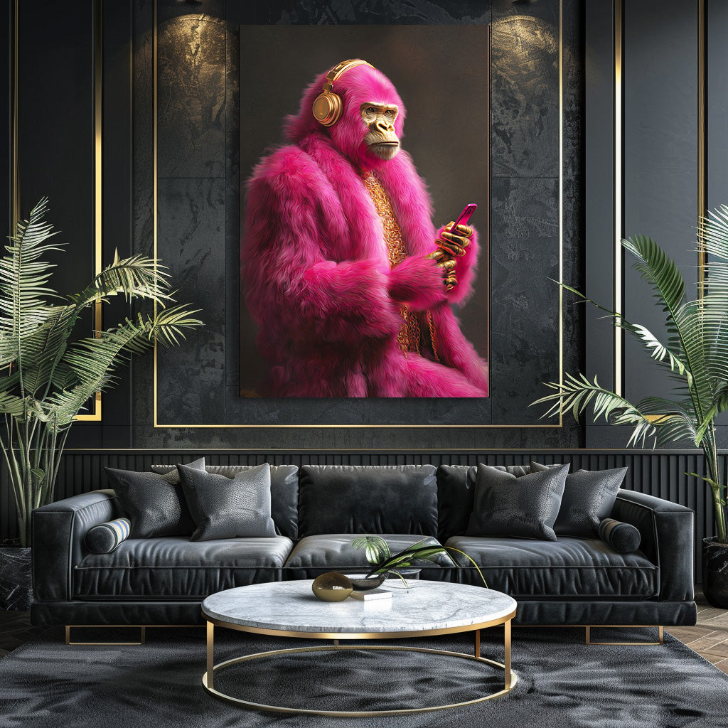 TABLEAU GORILLE ROSE