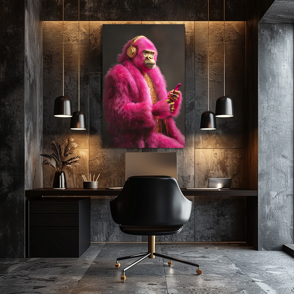 TABLEAU GORILLE ROSE