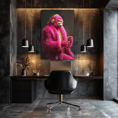 TABLEAU GORILLE ROSE