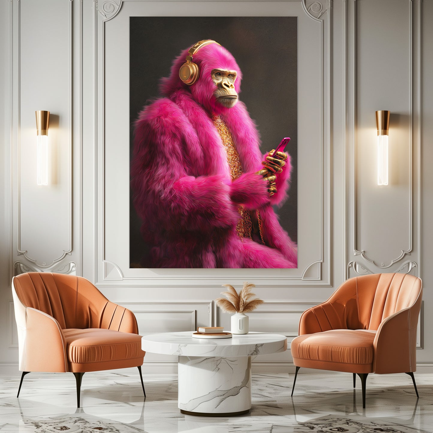 TABLEAU GORILLE ROSE