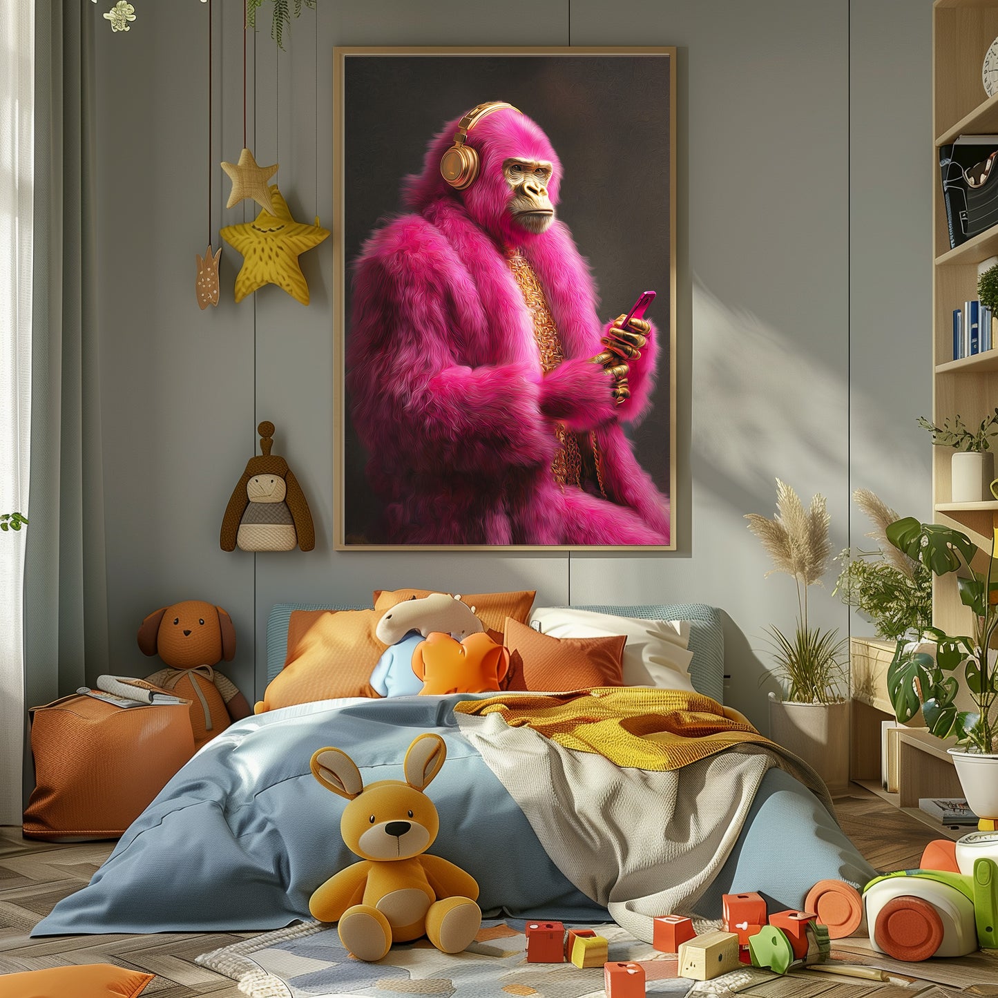TABLEAU GORILLE ROSE