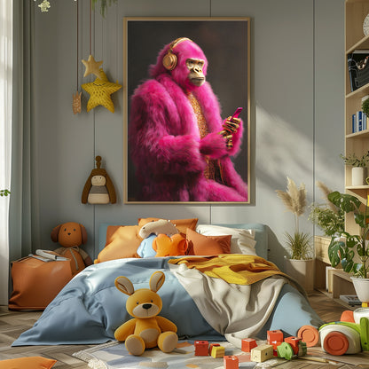 TABLEAU GORILLE ROSE