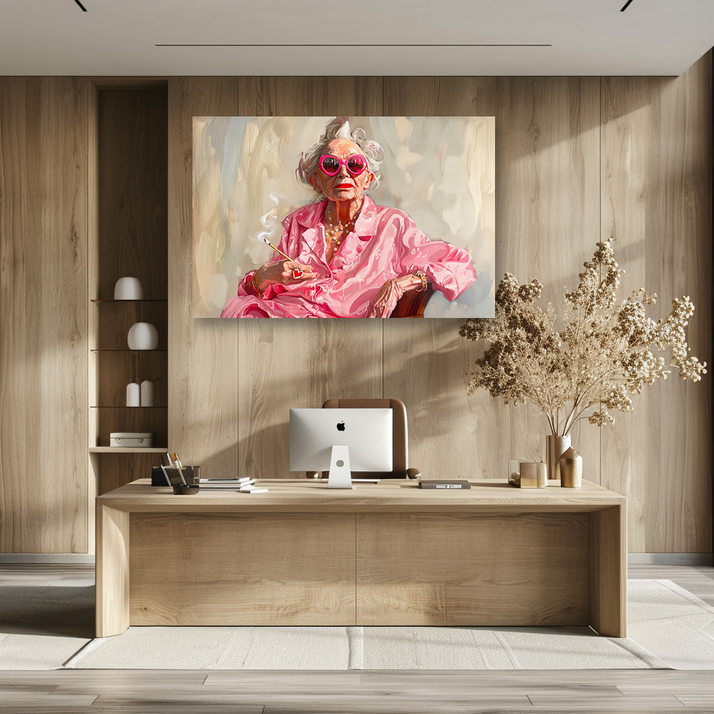 TABLEAU VIEILLE DAME CIGARETTE