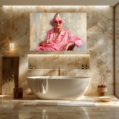 TABLEAU VIEILLE DAME CIGARETTE