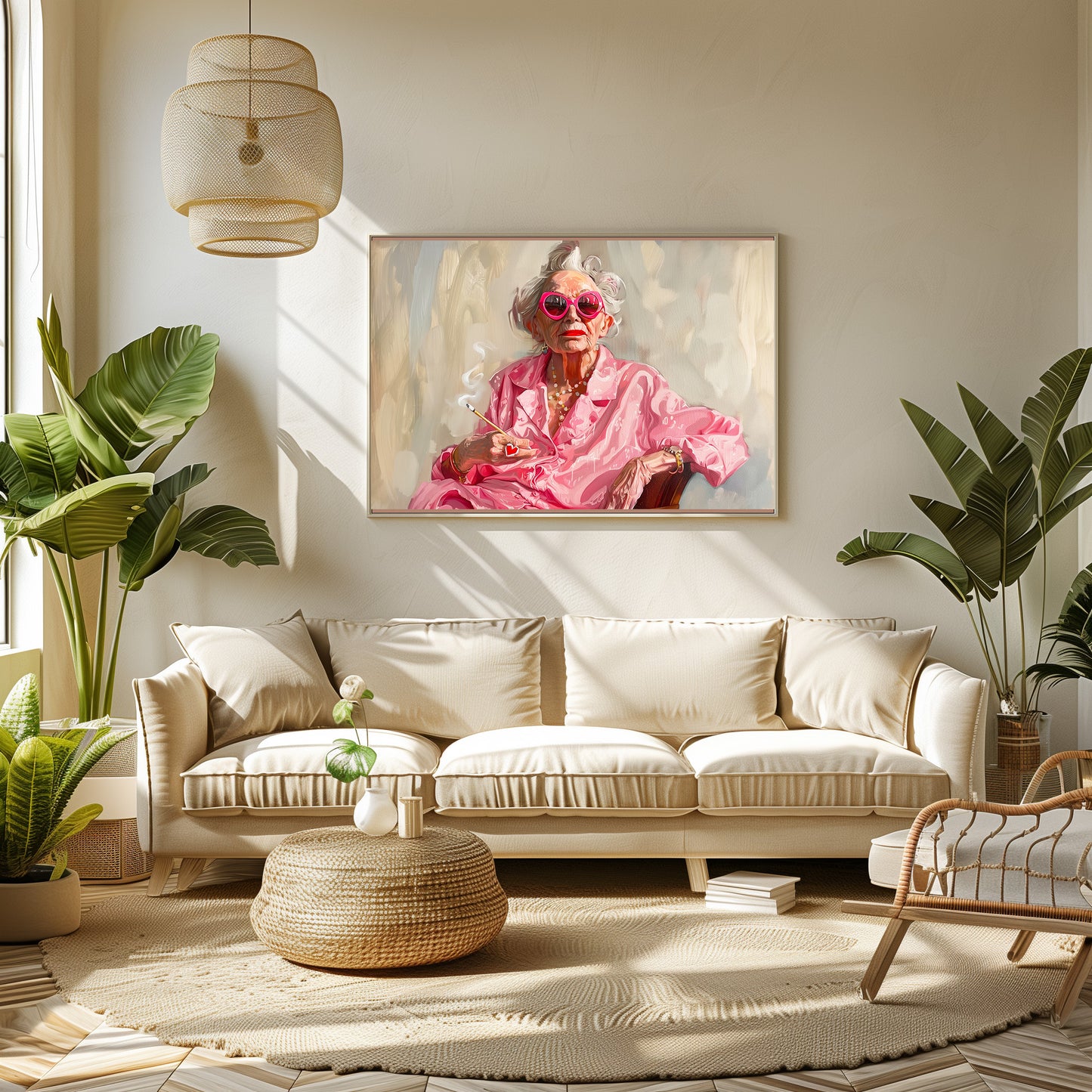 TABLEAU VIEILLE DAME CIGARETTE