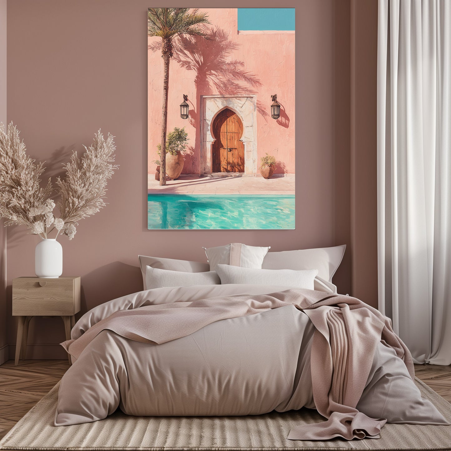 TABLEAU MUR ROSE MAROC