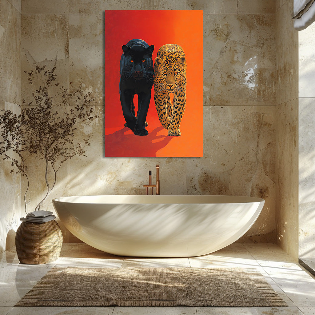 TABLEAU COUPLE LÉOPARD PANTHÈRE