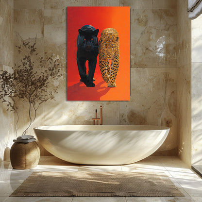 TABLEAU COUPLE LÉOPARD PANTHÈRE