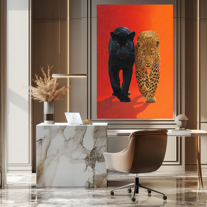 TABLEAU COUPLE LÉOPARD PANTHÈRE