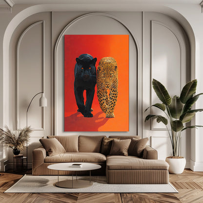 TABLEAU COUPLE LÉOPARD PANTHÈRE