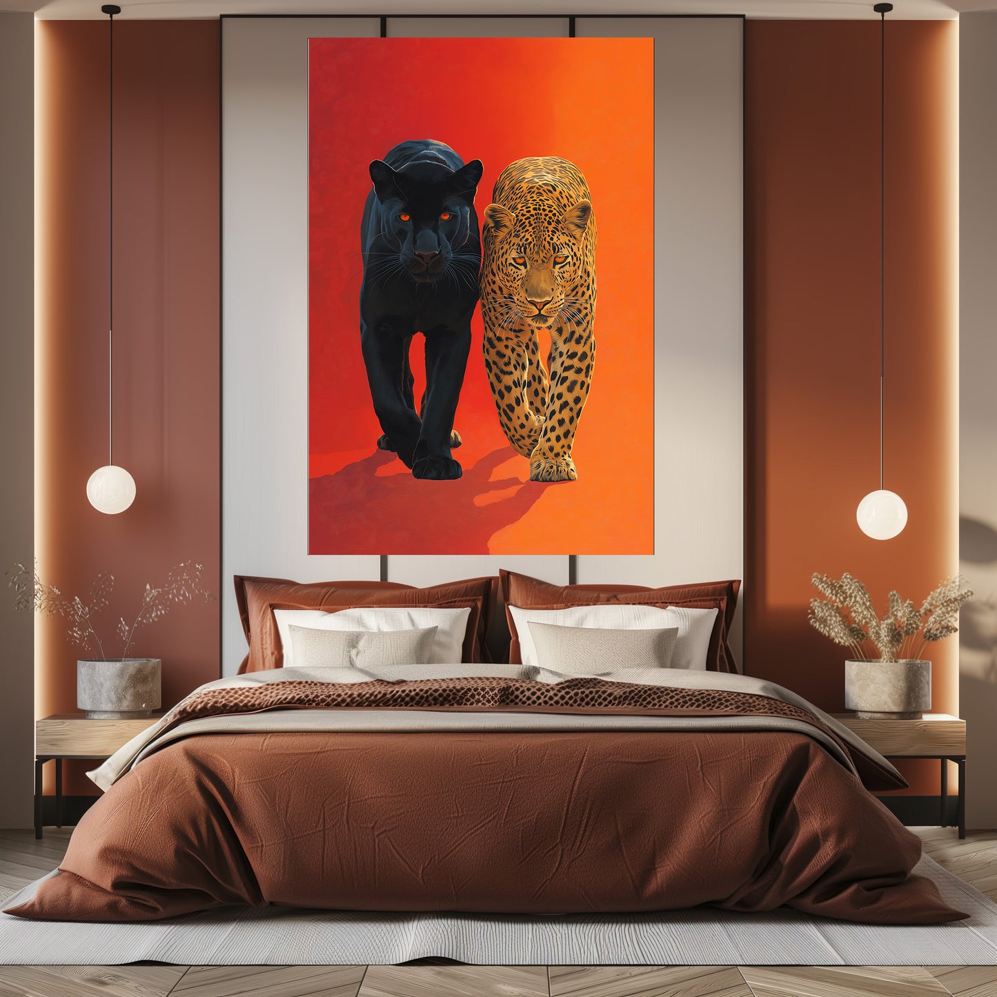 TABLEAU COUPLE LÉOPARD PANTHÈRE