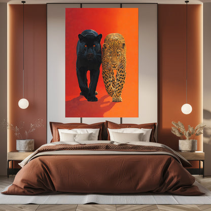 TABLEAU COUPLE LÉOPARD PANTHÈRE