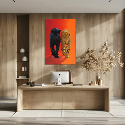 TABLEAU COUPLE LÉOPARD PANTHÈRE
