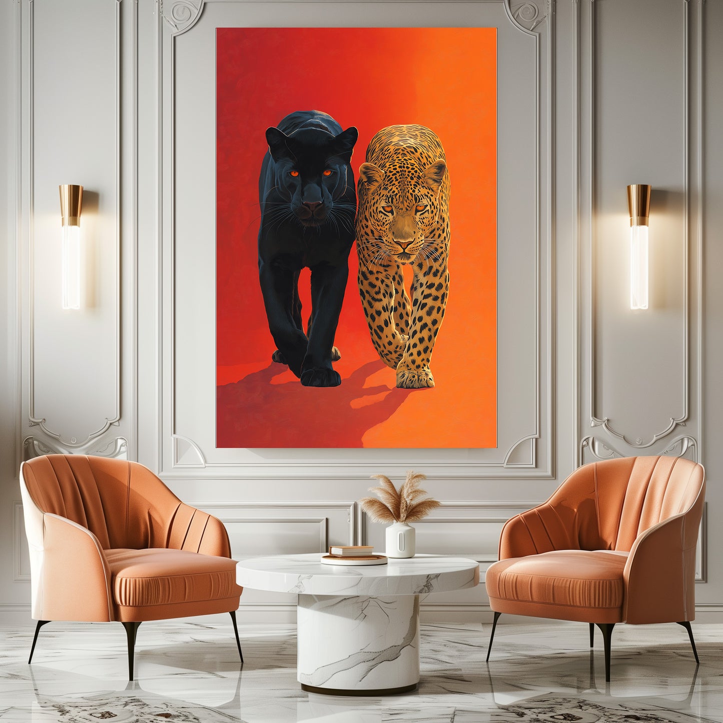 TABLEAU COUPLE LÉOPARD PANTHÈRE