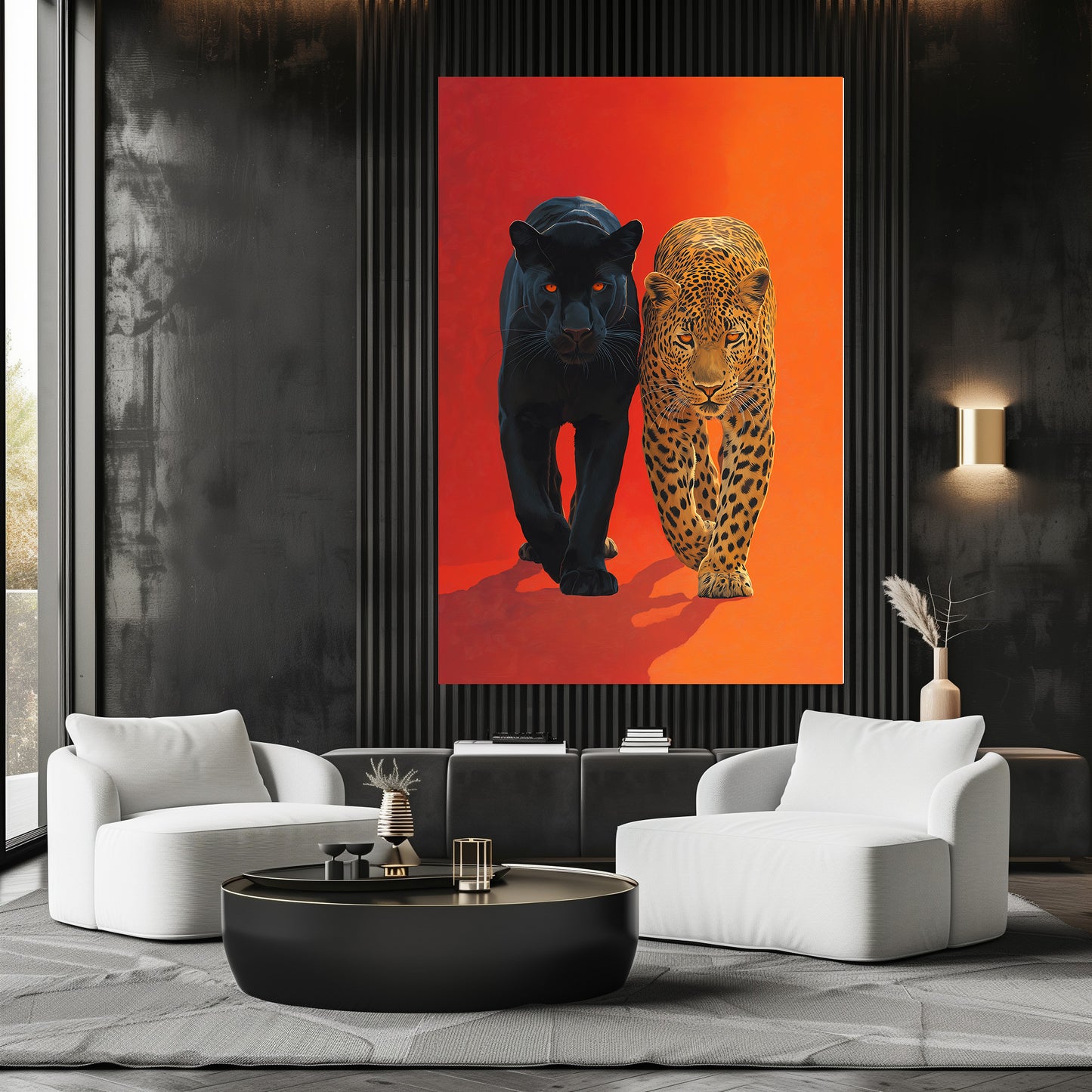 TABLEAU COUPLE LÉOPARD PANTHÈRE
