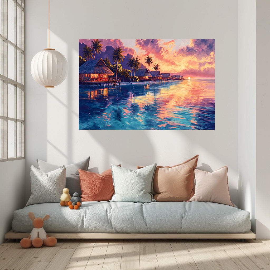 TABLEAU POLYNÉSIE VUE SUNSET