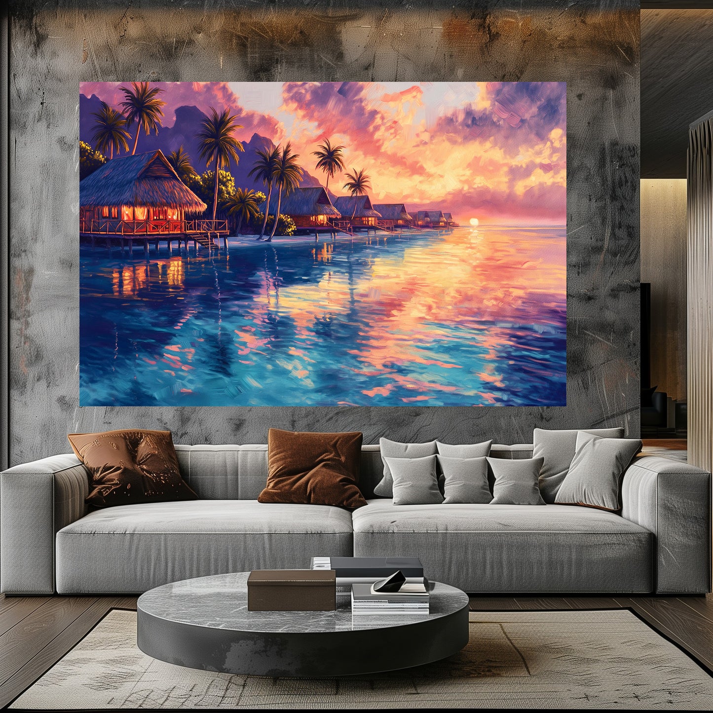 TABLEAU POLYNÉSIE VUE SUNSET