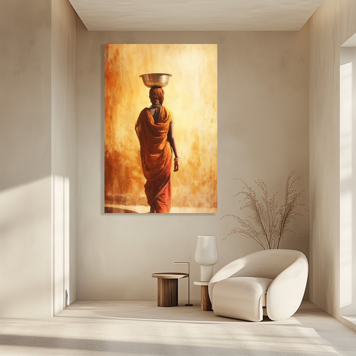 TABLEAU INDIENNE ORANGE