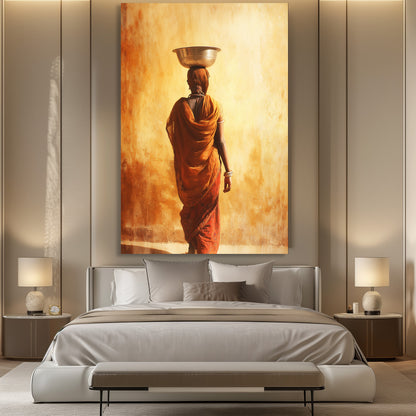 TABLEAU INDIENNE ORANGE
